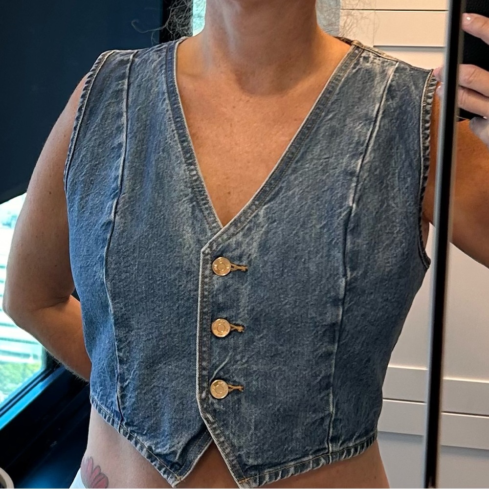 Zara denim sleeveless vest